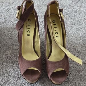 Brown Peep Toe Heels